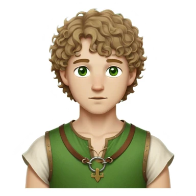 medieval summer outfit worn by a DnD themed fantasy male character. thin, sleeveless wool tunic with a small keyhole opening at the neckline, tied shut with a leather string. clothes only above the waist. The clothes full waist. The character's haven't arms. character is white-skinned, dark blonde hair, green eyes, short curly hair. sticker