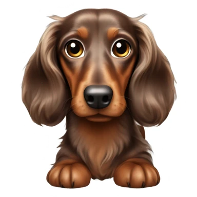 brown dapple long haired Dachshund full body sticker