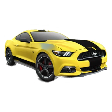 Create me an emoji of a 2015 Mustang GT, yellow with tinted windows and windshield. black wheels. No stripes sticker