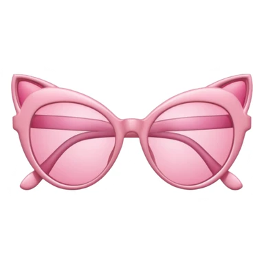 A 3D cartoon rose-pink cat-eye shaped spectacle, glossy curved frame, soft reflections, isolated on plain background. only glasses. sticker