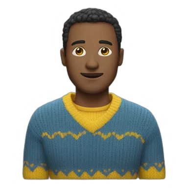 Man in blue and yellow sweater sticker