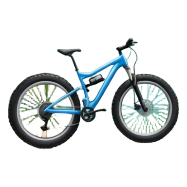 An icon featuring a mountain bike with wide tires, positioned on a forest trail or rocky mountain road. The background shows dense trees, steep slopes, and distant peaks under a clear blue sky. Transparent background highlights the thrill and rugged beauty of mountain biking. sticker