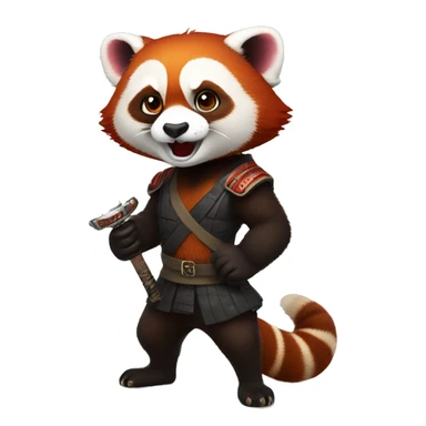 Red panda holding a katana sticker