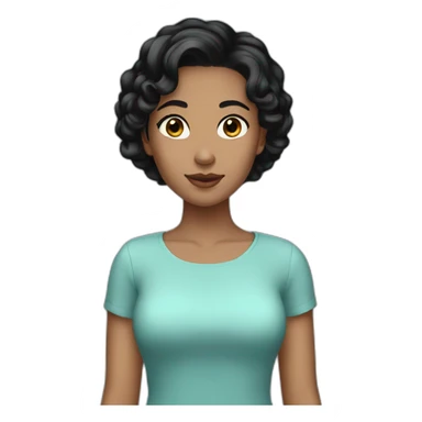 Grander girl short black hair sticker