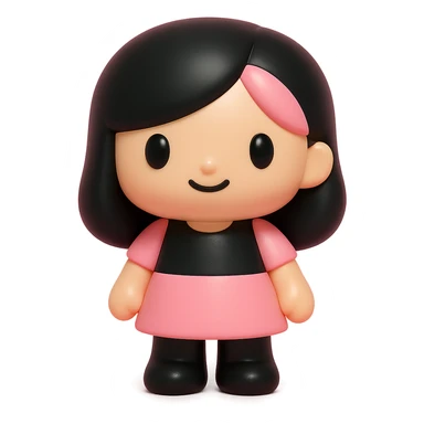 BLACKPINK-inspired object, black and pink colors, collectible playful vinyl toy appearance, vinyl figure style sticker