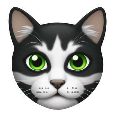 Gatito negro y blanco con ojos verdes sticker