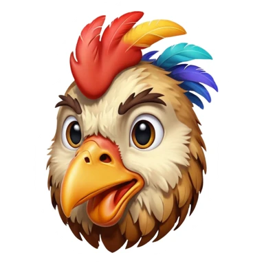 A retarded looking chicken head sticker