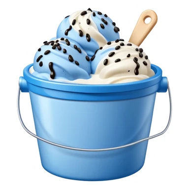 Blue cookies and cream ice cream in a bucket sticker