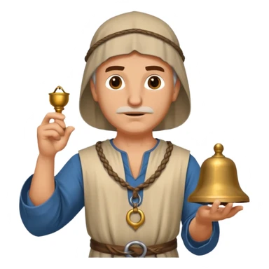 a white merchant in medieval time with a bell in his hand sticker
