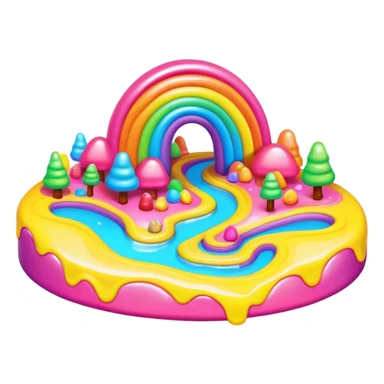 melting neon rainbow candy land landscape sticker