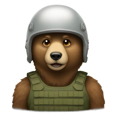 Bear in military helmet sticker