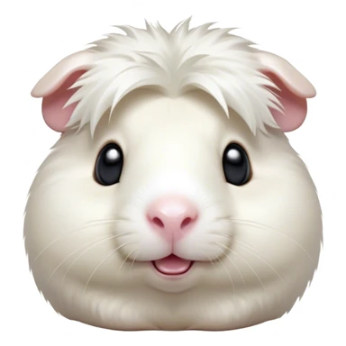 Cinematic Comical White Guinea Pig Portrait Emoji, Head tilted dramatically with an exaggeratedly amused expression, featuring a glossy, pristine white fur with an adorably scrunched face, wide, expressive dark eyes filled with playful disbelief, Simplified yet hilariously expressive features, highly detailed, glowing with a slightly sassy glow, high shine, dramatic yet playful, stylized with an air of cheeky mischief, bright and endearing, soft glowing outline, capturing the essence of a spirited and over-the-top guinea pig, so meme-worthy it feels like it could side-eye its way into internet fame instantly! sticker