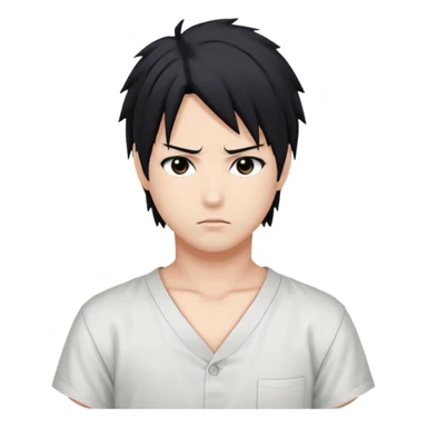 Sasuke. White low cut shirt, sticker