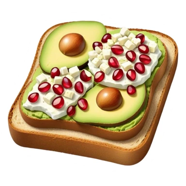 Avocado toast with pomegranate seeds and feta cheese sticker