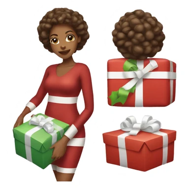Woman with light brown skin wrapping Christmas present sticker