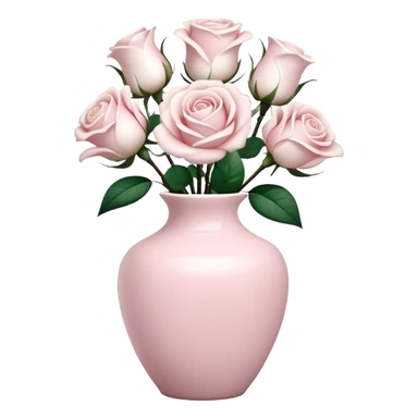Light pink ceramic vase with white roses sticker