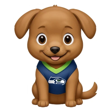 Dark Brown tan dog with Seattle Seahawks gear sticker