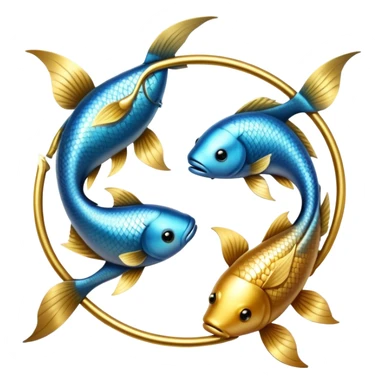The zodiac symbol Pisces. Two fish in a reverse“yin-yang” formation. One fish’s head is facing the other fish’s tail, and vice versa forming a hoop sticker