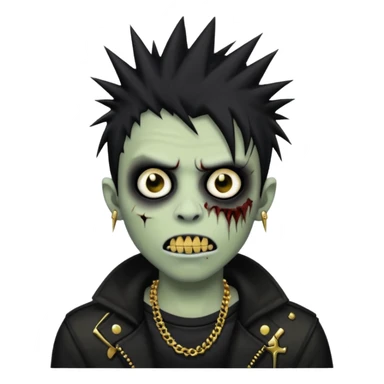 zombie emo black boy emoji with spiky hair and gold grillz sticker