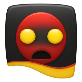 A wavy black and red rectangle with a medium sized yellow circle in the middle sticker