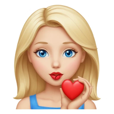 Une femme blonde yeux bleus qui envoi un bisous cœur sticker