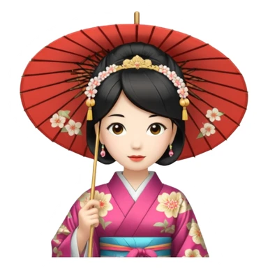 Japanese Princess with paper umbrella sticker