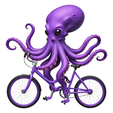 tentacle alien riding a bicycle, octopus-like alien using tentacles to steer, weird but cute anatomy, sci-fi fantasy vibe, 3D cartoon, mobile game icon style, clean background, no text, no watermark
 sticker