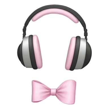 light grey full head headphones with light pink bows on the bit that goes on your ear sticker