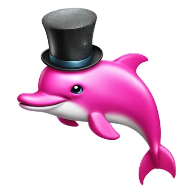 Hot pink dolphin with a top hat and monocle and glitter  sticker