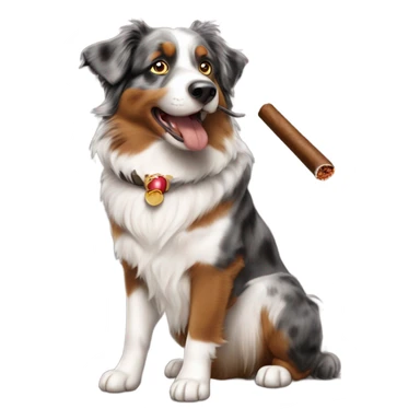 australian shepherd with a cigar in mouth  sticker