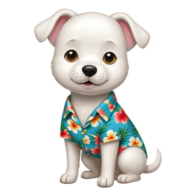 White dog in Hawaiian shirt sticker