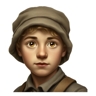 young peasant boy during the 1917 revolution in Russia photorealistic serious sticker