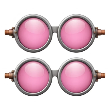 vintage pink welder's glasses, retro style with pink circular lenses, steampunk inspired sticker