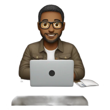 male graphic designer with laptop sticker