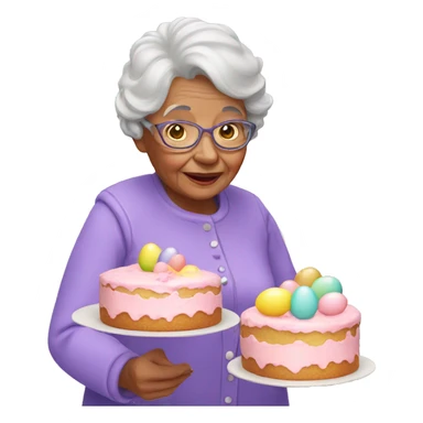 Granny with Easter cake sticker