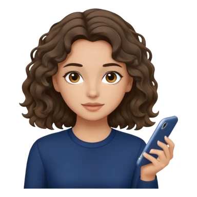 A brunette wavy hair girl, with fair/olive skin, simple makeup wearing navy blue clothes sticker