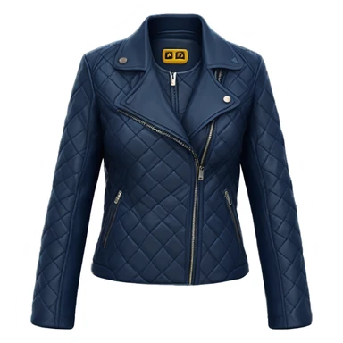 Realistic Womens Zippered Quilted Navy blue leather jacket. sticker