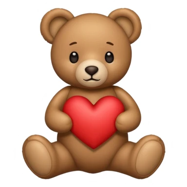 Teddy bear holding a heart sticker