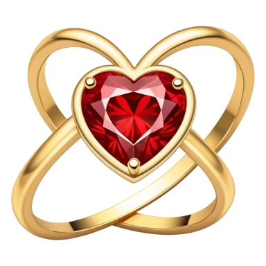 Red Diamond heart gold ring sticker