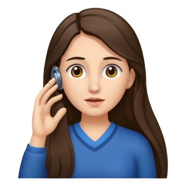 brunette woman long hair with hearing impairment sticker