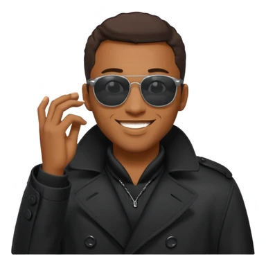 black man in black trenchcoat and sunglasses sticker