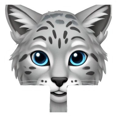 A blue lynx with a laptop sticker