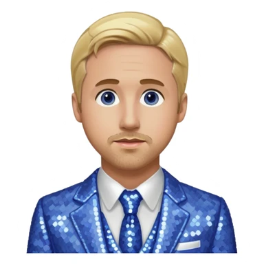 Ryan Gosling with blonde hair, periwinkle sequin suit sticker