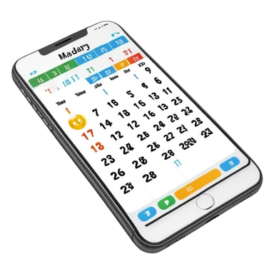 smartphone with calendar app showing on screen sticker