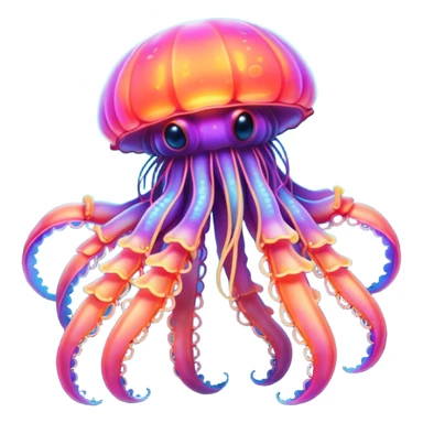 Neon glowing jellyfish-crab-squi sticker