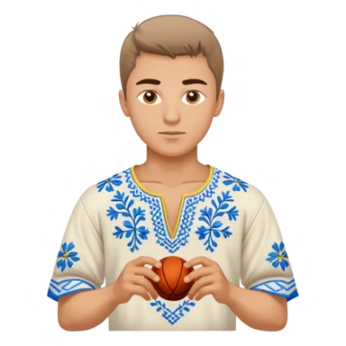 Ukrainian young man wearing traditional embroidered vyshyvanka shirt playing sports sticker