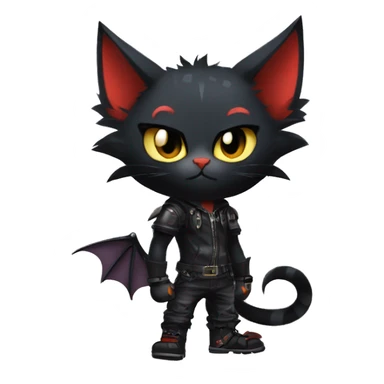 Cool Edgy Punk Litten-Nargacuga-Cat with black bat-wing-ears full body sticker