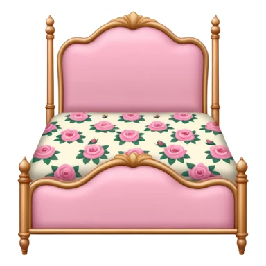 pink bed with vintage frame & floral rose sheets sticker