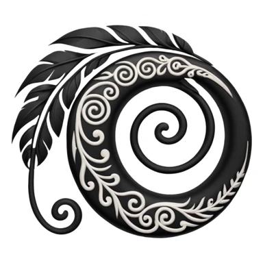 Feather Māori koru design at top sticker