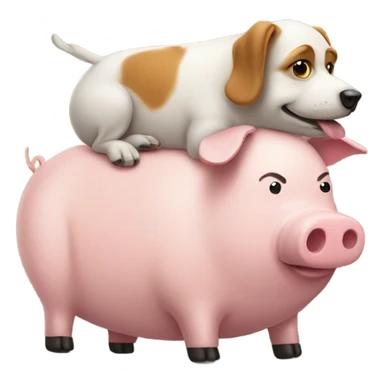 A dog riding a pig sticker